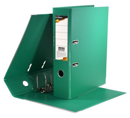 Папка-регистратор 75 мм PVC 2-стор. разборный, зеленый, с уголками P2PVC-75/Grn inФОРМАТ